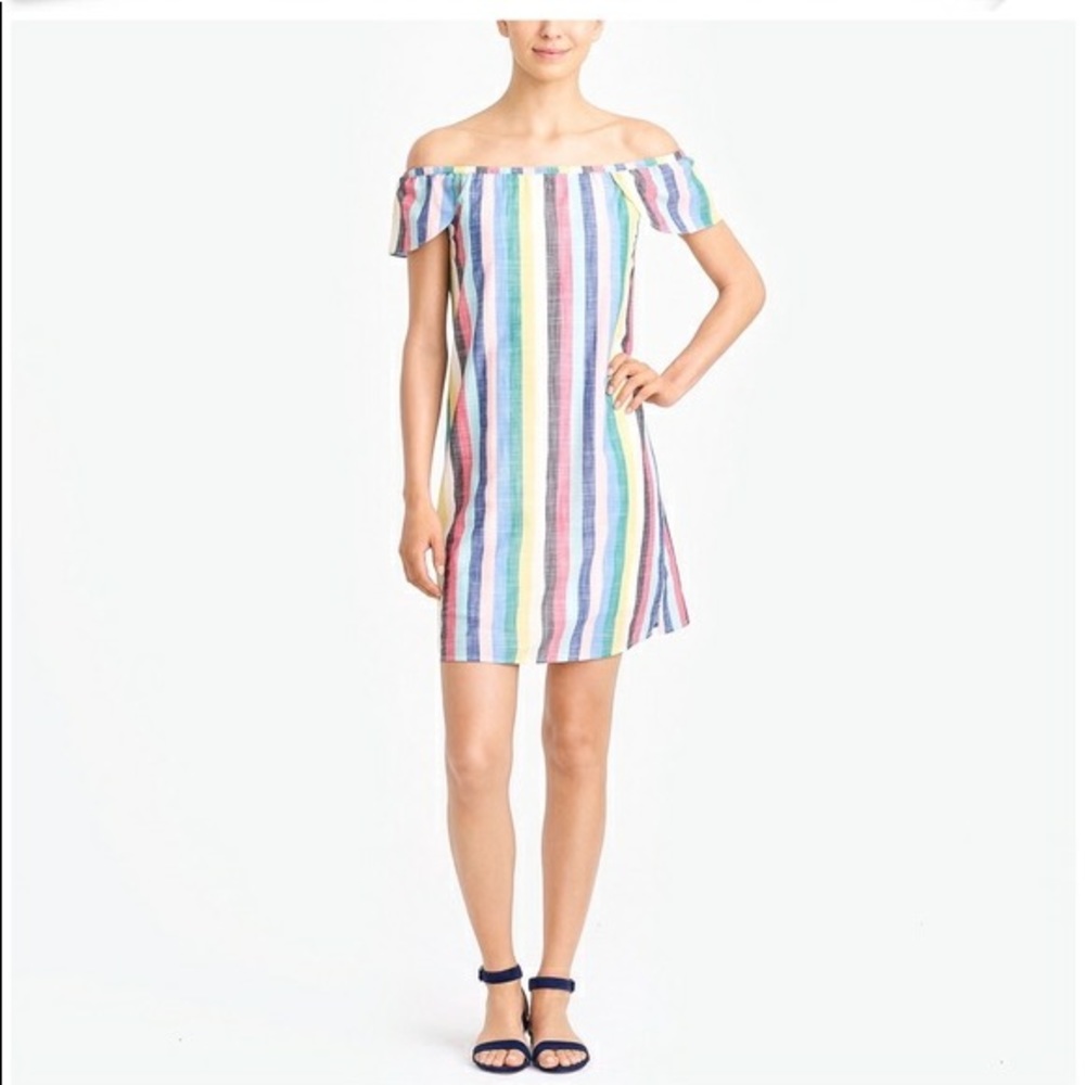 J.Crew Striped Off Shoulder Dress